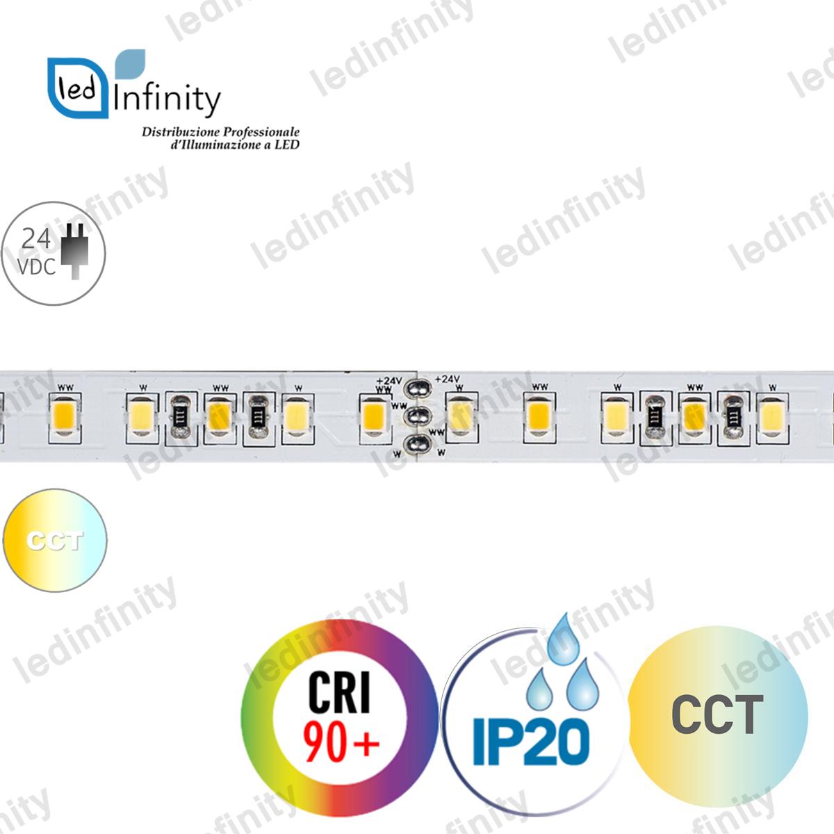 STRISCIA LED 24V CCT SMD 2835 600 LED 80W 6500LM CRI90 2700-6000K