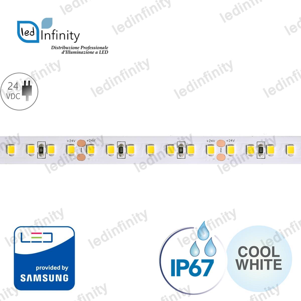 STRISCIA LED 24V SAMSUNG SMD 2835 600 LED IP67 72W 8000LM CRI85