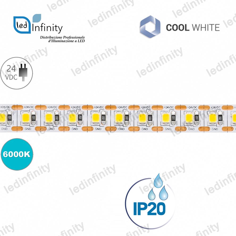 STRISCIA LED 24V TAGLIO SINGOLO LED SMD 2835 600 LED IP20 120W 10000LM CRI80